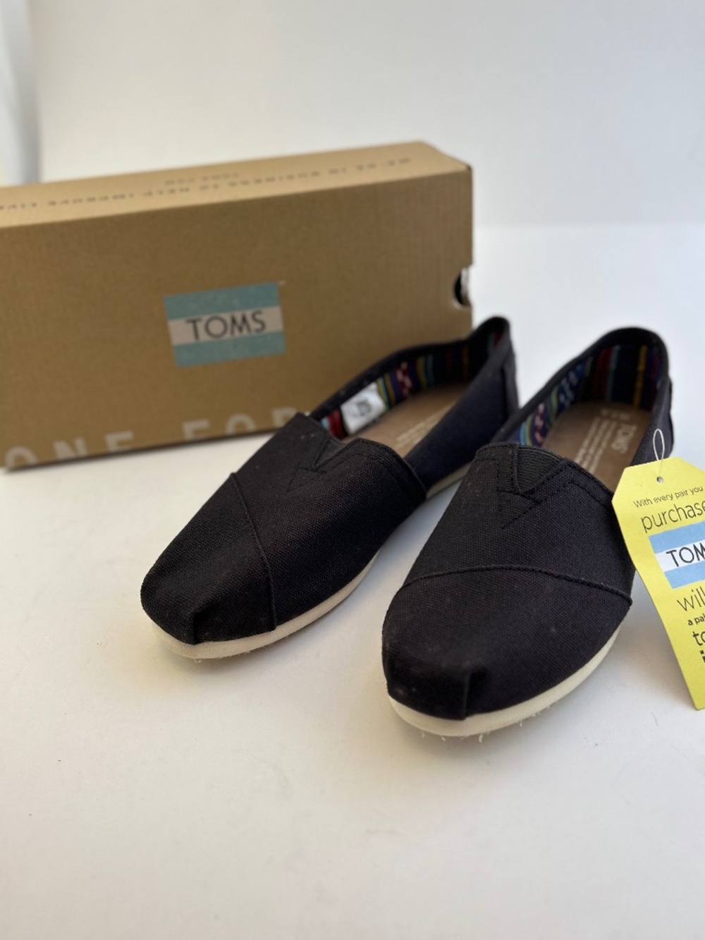 TOMS Classic Black Canvas Slip-On Shoes